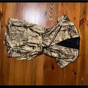 ZARA red collection women’s gold metallic lined short wrap dress